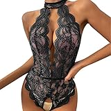 Erotische Dessous-Set Damen Sexy Sexy Tiefer V-Ausschnitt Halfter Spitze Damen Reizwäsche Negligee Babydoll Unregelmäßiger Hem Nachtwäsche Spitze Nachthemd Lingerie Nachtkleid G-String Sleepwear